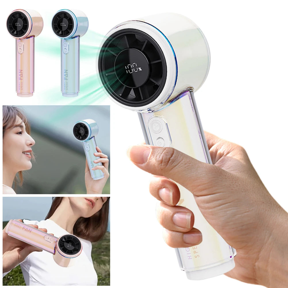 Handheld Fan 3000Mah Rechargeable 100-Level Speed Adjustable Desktop Fan Cooling Fan for Office Travel Outdoor