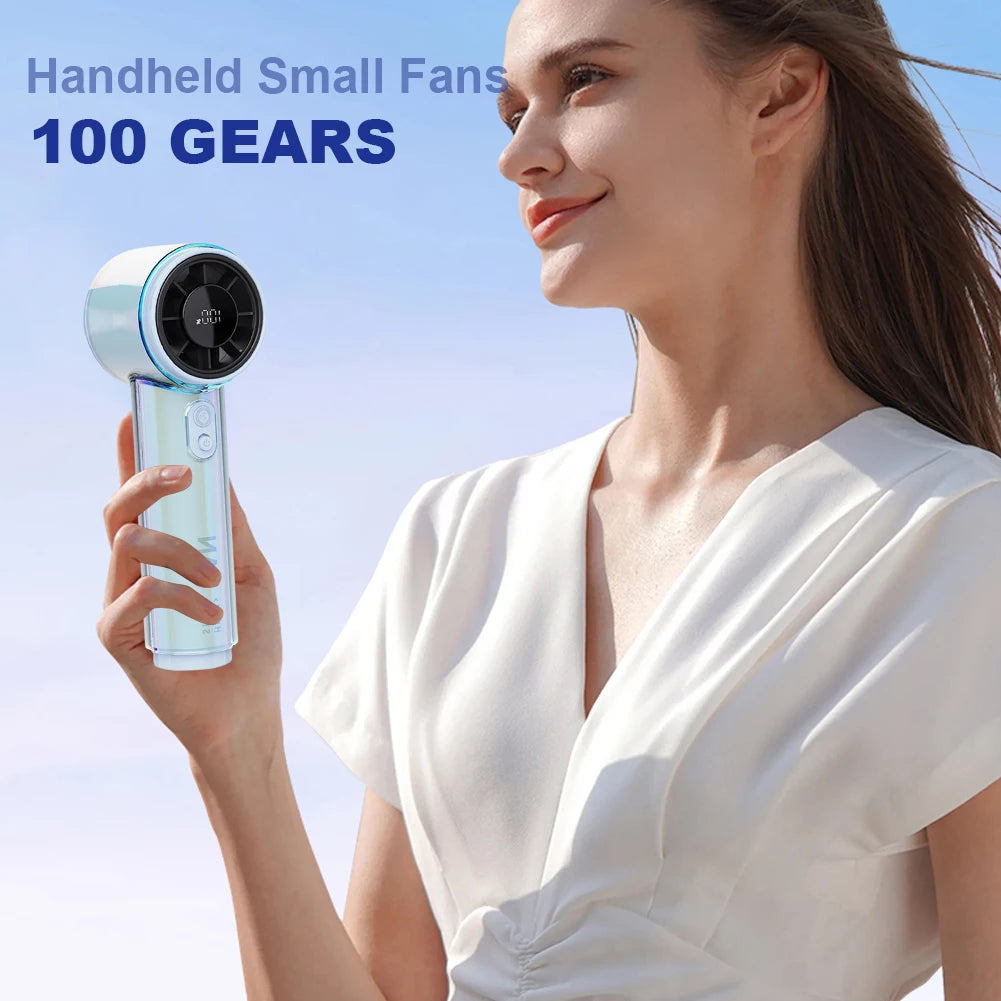 Handheld Fan 3000Mah Rechargeable 100-Level Speed Adjustable Desktop Fan Cooling Fan for Office Travel Outdoor