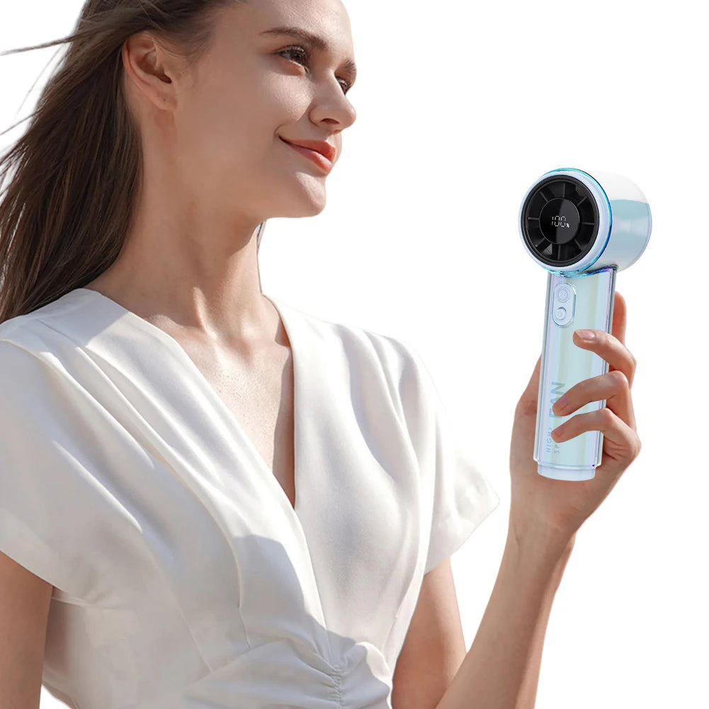 Handheld Fan 3000Mah Rechargeable 100-Level Speed Adjustable Desktop Fan Cooling Fan for Office Travel Outdoor