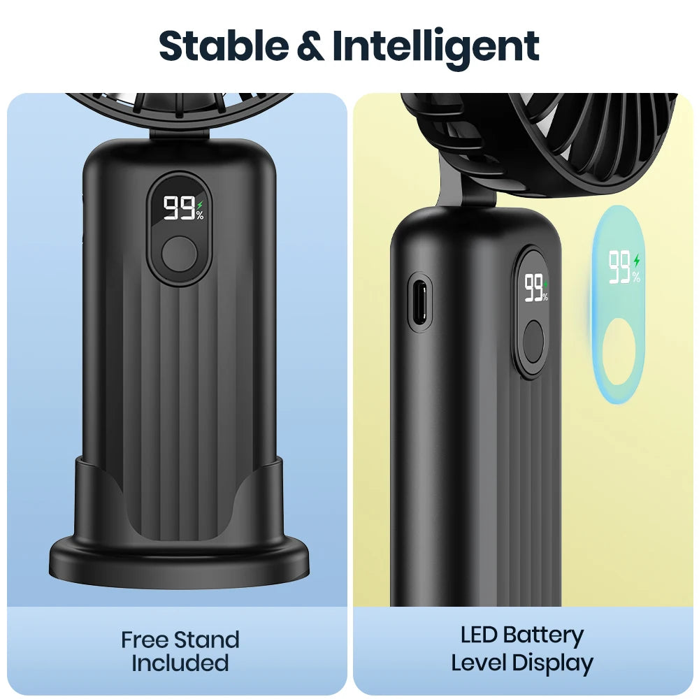 Portable Mini Fan,2400Mah USB Rechargeable Hand Neck Fan 3In1 Personal Electric Fan Standing Fans for Room Camping Foldable