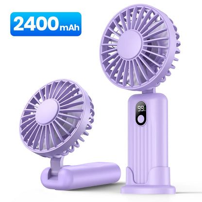 Portable Mini Fan,2400Mah USB Rechargeable Hand Neck Fan 3In1 Personal Electric Fan Standing Fans for Room Camping Foldable
