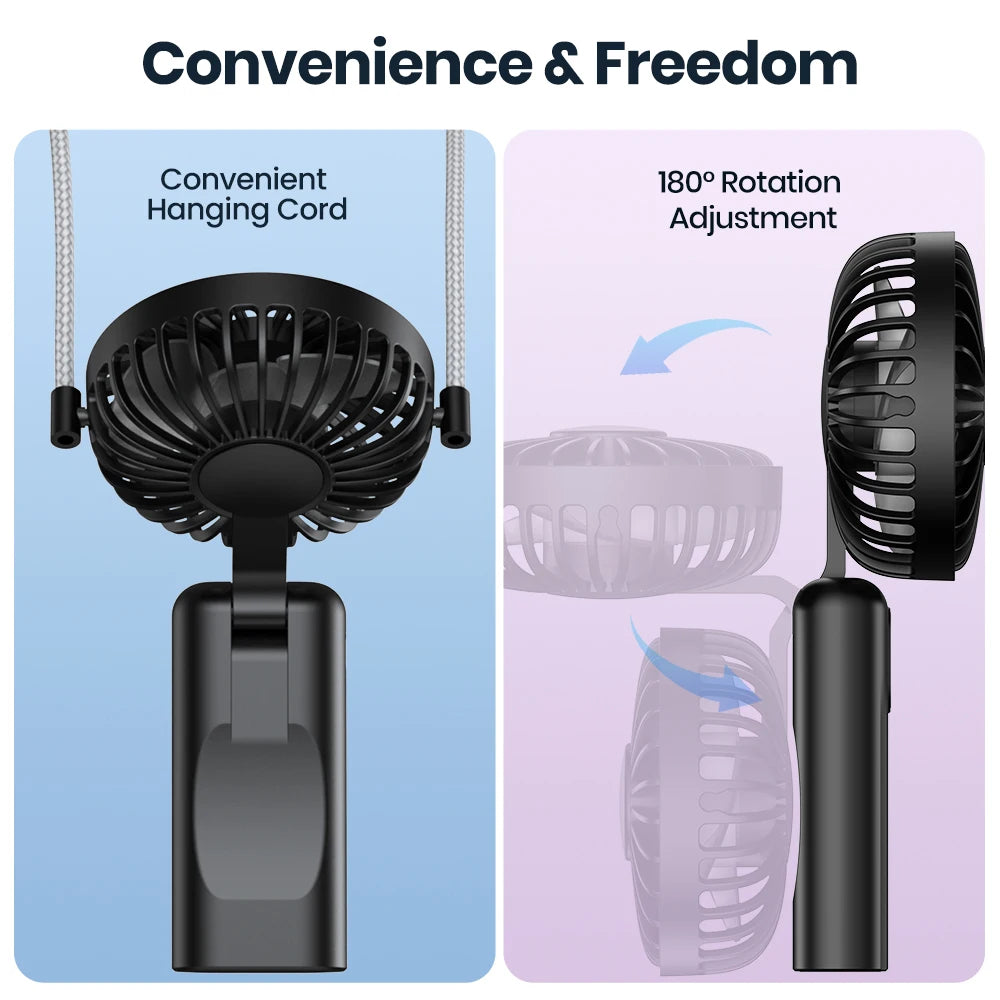Portable Mini Fan,2400Mah USB Rechargeable Hand Neck Fan 3In1 Personal Electric Fan Standing Fans for Room Camping Foldable