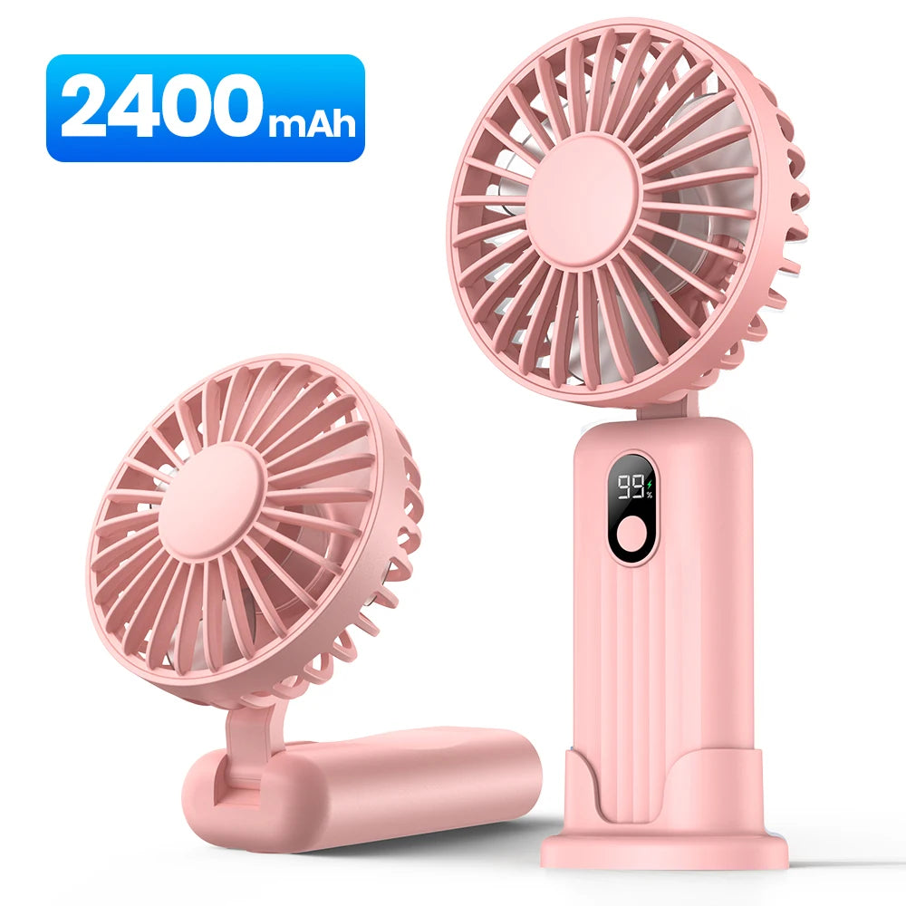 Portable Mini Fan,2400Mah USB Rechargeable Hand Neck Fan 3In1 Personal Electric Fan Standing Fans for Room Camping Foldable