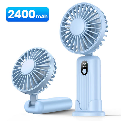 Portable Mini Fan,2400Mah USB Rechargeable Hand Neck Fan 3In1 Personal Electric Fan Standing Fans for Room Camping Foldable